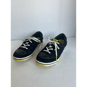 Crocs Drayden II 15372 Women's Spiked‎ Lace Up Golf Shoes Black White Yellow 9.5